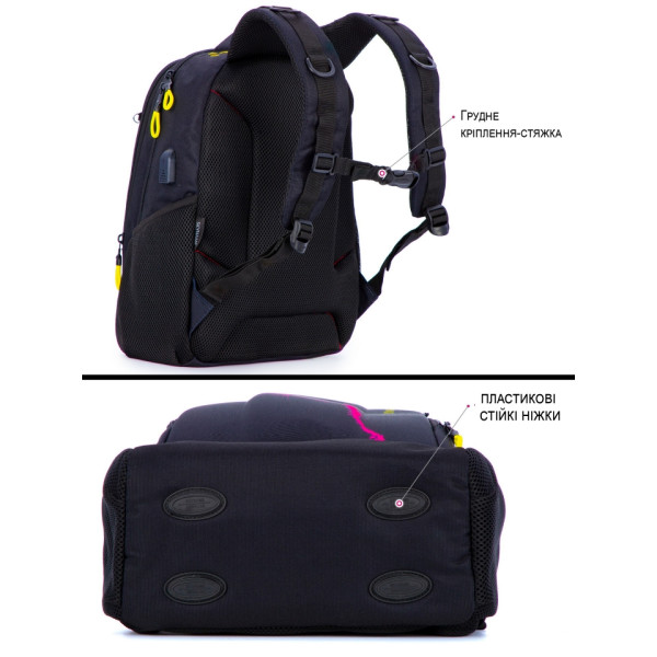 Школьный рюкзак для подростков с USB-слотом, 2 отделения, черный, 16 л, принт Котик, пенал в комплекте Школьный рюкзак для подростков с USB-слотом, 2 отделения, черный, 16 л, принт Котик, пенал в комплекте