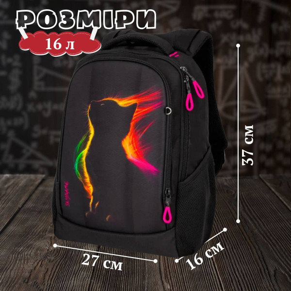 Школьный рюкзак Winner /SkyName для подростков, пенал в комплекте, принт Котик, черный Школьный рюкзак Winner /SkyName для подростков, пенал в комплекте, принт Котик, черный