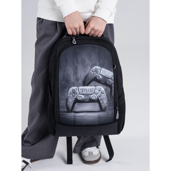 Школьный рюкзак Winner /SkyName для подростков, пенал в комплекте, принт Джойстики, черный Школьный рюкзак Winner /SkyName для подростков, пенал в комплекте, принт Джойстики, черный