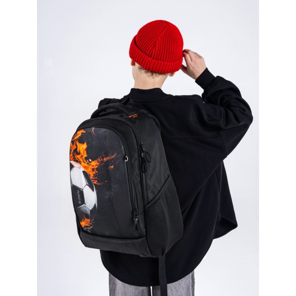 Школьный рюкзак Winner /SkyName для подростков, пенал в комплекте, принт Мяч, черный Школьный рюкзак Winner /SkyName для подростков, пенал в комплекте, принт Мяч, черный