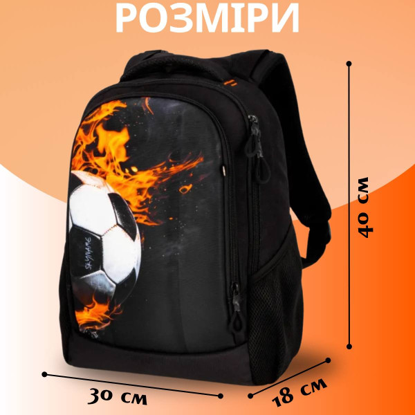 Школьный рюкзак Winner /SkyName для подростков, пенал в комплекте, принт Мяч, черный Школьный рюкзак Winner /SkyName для подростков, пенал в комплекте, принт Мяч, черный
