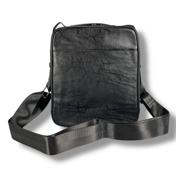 Чоловіча шкіряна сумка через плече, чорна Чоловіча шкіряна сумка через плече, чорна