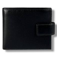 Мужской кошелек из натуральной кожи на магнитной застежке, черный (12×10 см)