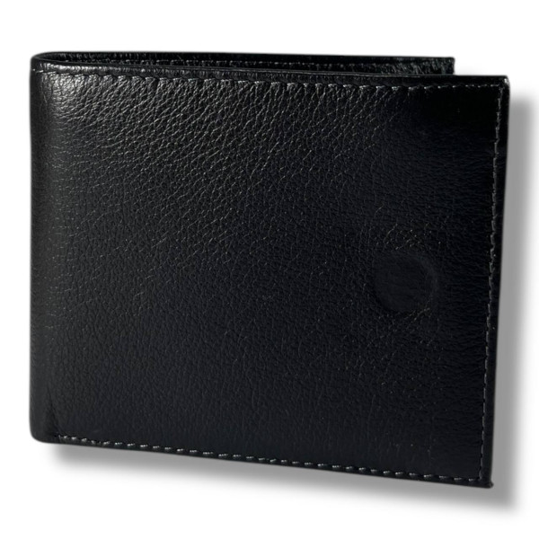 Мужской кошелек из натуральной кожи на магнитной застежке, черный (12×10 см)