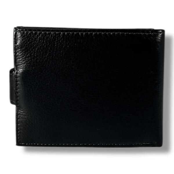 Мужской кошелек из натуральной кожи, черный (12×10 см), стильный и удобный