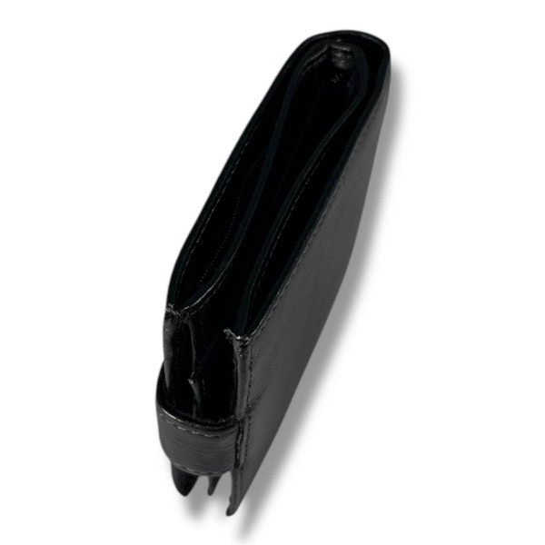 Мужской кошелек из натуральной кожи, черный (12×10 см), стильный и удобный