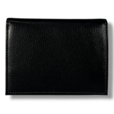 Мужской кошелек-портмоне из натуральной кожи, черный (12×10 см)