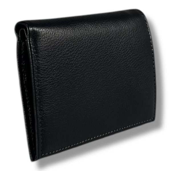 Мужской кошелек-портмоне из натуральной кожи, черный (12×10 см) Мужской кошелек-портмоне из натуральной кожи, черный (12×10 см)