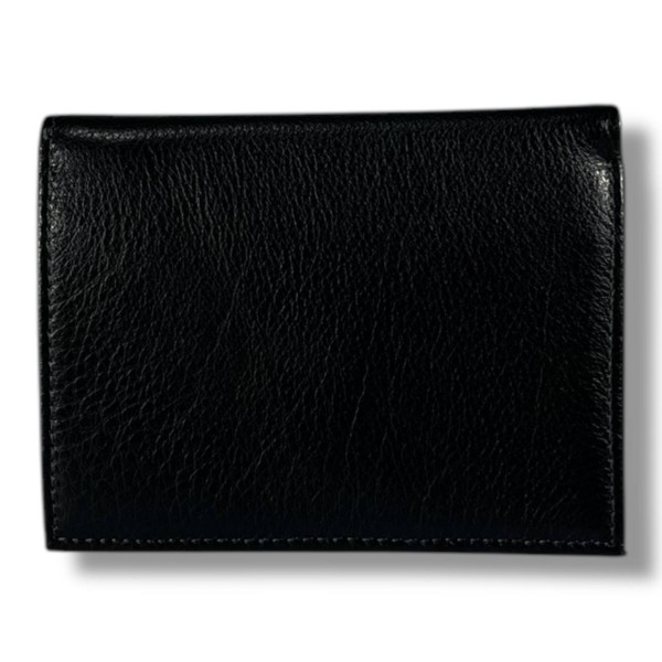 Мужской кошелек-портмоне из натуральной кожи, черный (12×10 см) Мужской кошелек-портмоне из натуральной кожи, черный (12×10 см)