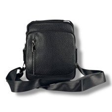 Мужская сумка через плечо из натуральной кожи, черная, удобная и вместительная