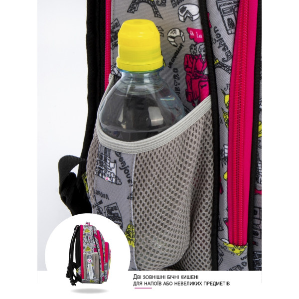 Школьный рюкзак Sky Name (Winner) для девочек 1-4 класс, водоотталкивающая ткань, серый с розовым Школьный рюкзак Sky Name (Winner) для девочек 1-4 класс, водоотталкивающая ткань, серый с розовым