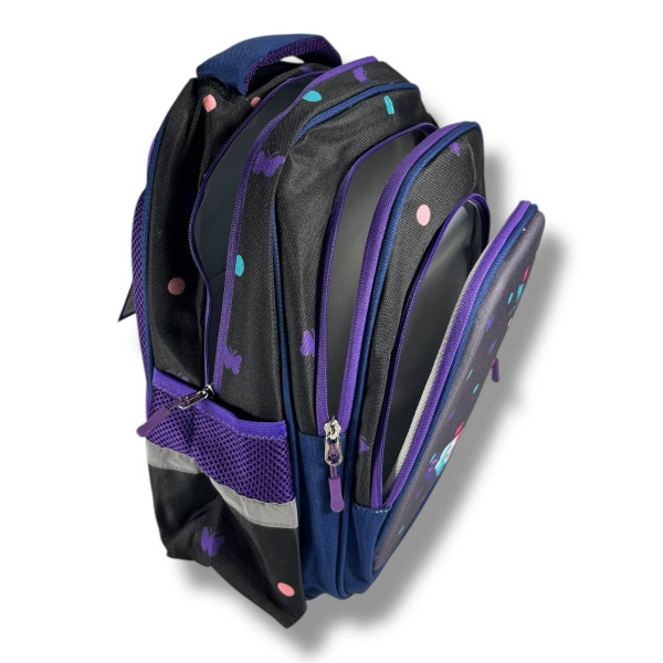 Шкільний рюкзак для дівчинки з принтом Метелик, каркасний та місткий, 22 л Шкільний рюкзак для дівчинки з принтом Метелик, каркасний та місткий, 22 л