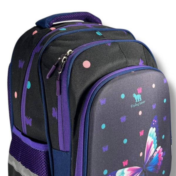 Шкільний рюкзак для дівчинки з принтом Метелик, каркасний та місткий, 22 л Шкільний рюкзак для дівчинки з принтом Метелик, каркасний та місткий, 22 л