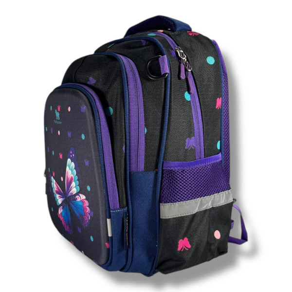 Шкільний рюкзак для дівчинки з принтом Метелик, каркасний та місткий, 22 л Шкільний рюкзак для дівчинки з принтом Метелик, каркасний та місткий, 22 л