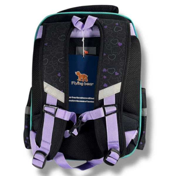 Школьный рюкзак для девочки с принтом Котик и сердечки, каркасный и вместительный, 22 л Школьный рюкзак для девочки с принтом Котик и сердечки, каркасный и вместительный, 22 л