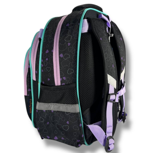 Школьный рюкзак для девочки с принтом Котик и сердечки, каркасный и вместительный, 22 л Школьный рюкзак для девочки с принтом Котик и сердечки, каркасный и вместительный, 22 л