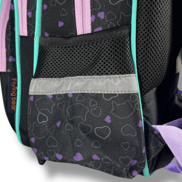 Школьный рюкзак для девочки с принтом Котик и сердечки, каркасный и вместительный, 22 л Школьный рюкзак для девочки с принтом Котик и сердечки, каркасный и вместительный, 22 л