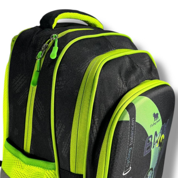 Шкільний рюкзак для хлопчика з принтом Велосипедист, каркасний та місткий, 22 л