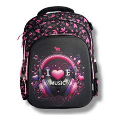 Шкільний рюкзак для дівчинки з принтом Навушники, каркасний та місткий, 22 л