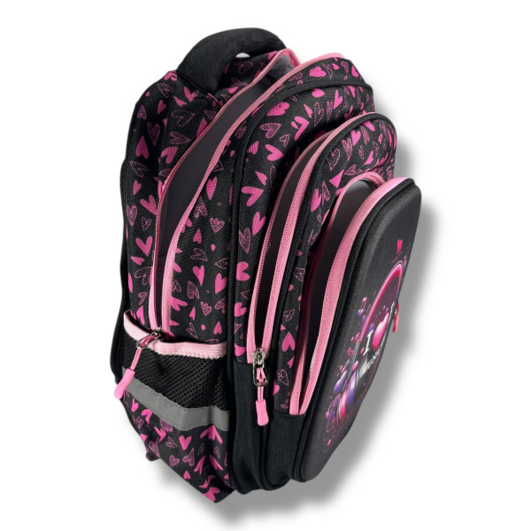 Школьный рюкзак для девочки с принтом Наушники, каркасный и вместительный, 22 л Школьный рюкзак для девочки с принтом Наушники, каркасный и вместительный, 22 л