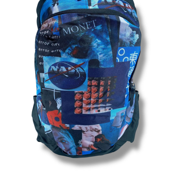 Міський рюкзак водовідштовхувальний чорний з принтом наса є відділення для ноутбука (до 15.4")