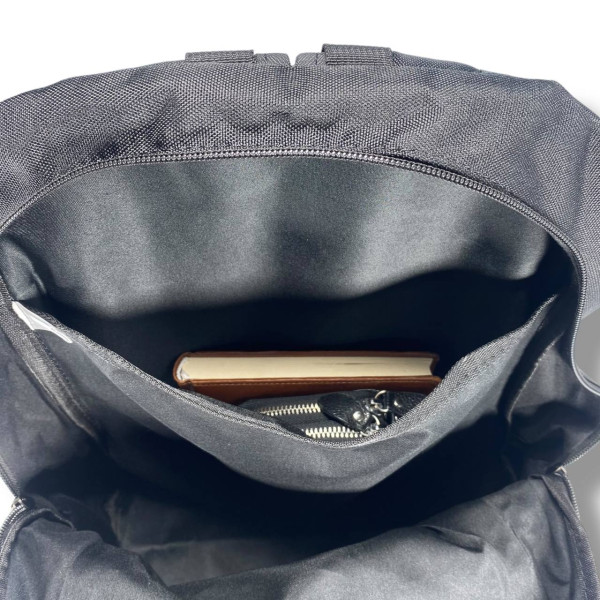 Міський рюкзак водовідштовхувальний чорний з принтом океана є відділення для ноутбука (до 15.4")