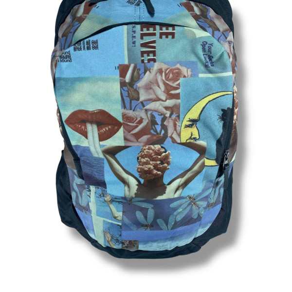 Міський рюкзак водовідштовхувальний чорний з принтом є відділення для ноутбука (до 15.4")