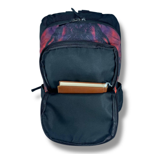 Міський рюкзак водовідштовхувальний чорний з принтом пальми є відділення для ноутбука (до 15.4")