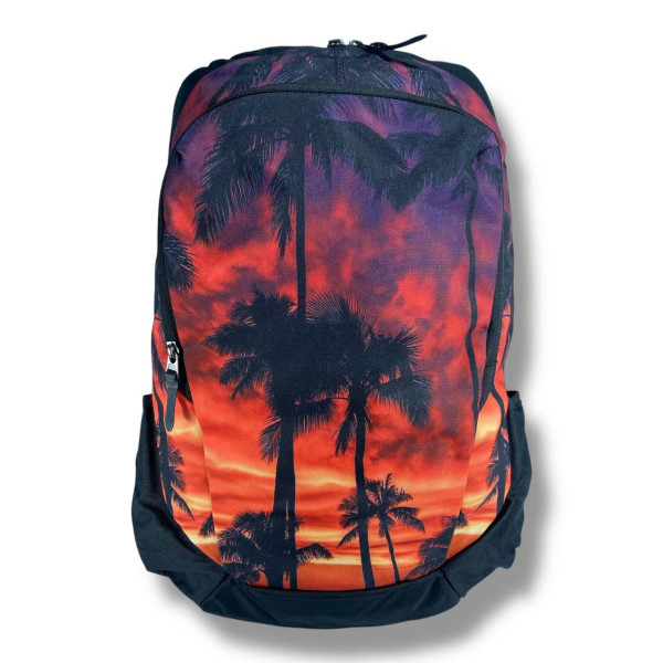 Міський рюкзак водовідштовхувальний чорний з принтом пальми є відділення для ноутбука (до 15.4")