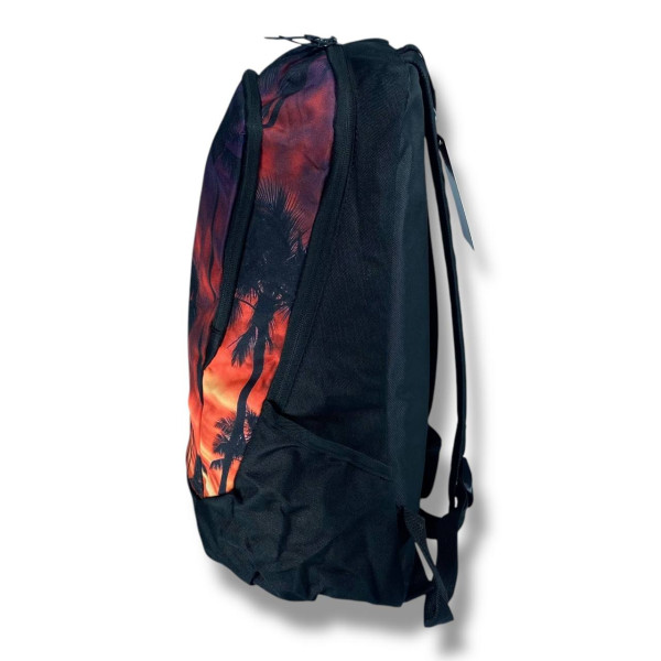 Міський рюкзак водовідштовхувальний чорний з принтом пальми є відділення для ноутбука (до 15.4")