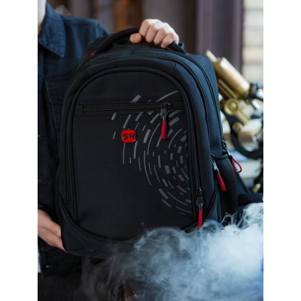 Шкільний рюкзак Winner/SkyName з USB-слотом для підлітків, чорний з червоним, на 3 відділення Шкільний рюкзак Winner/SkyName з USB-слотом для підлітків, чорний з червоним, на 3 відділення
