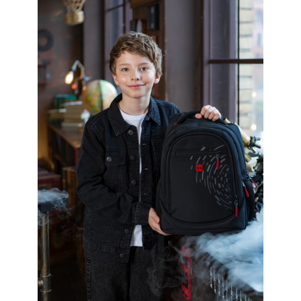 Шкільний рюкзак Winner/SkyName з USB-слотом для підлітків, чорний з червоним, на 3 відділення Шкільний рюкзак Winner/SkyName з USB-слотом для підлітків, чорний з червоним, на 3 відділення
