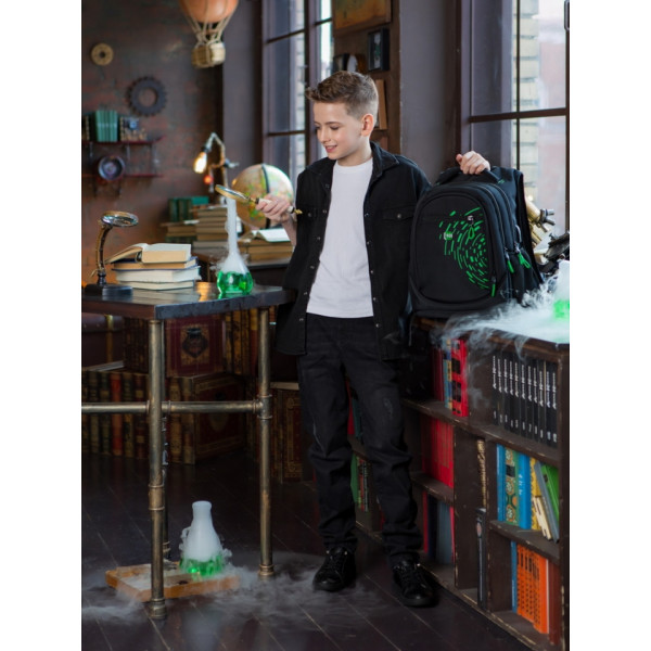 Шкільний рюкзак Winner/SkyName з USB-слотом для підлітків, чорний з зеленим, на 3 відділення Шкільний рюкзак Winner/SkyName з USB-слотом для підлітків, чорний з зеленим, на 3 відділення