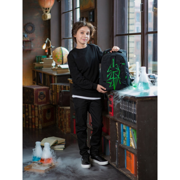 Шкільний рюкзак Winner/SkyName з USB-слотом для підлітків, чорний, на 3 відділення