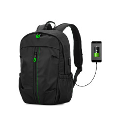 Рюкзак Sky Name молодіжний для хлопчика, USB, чорно-зелений