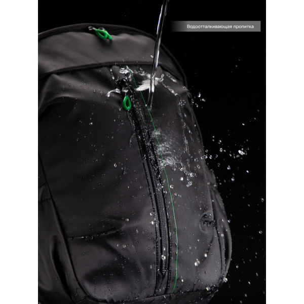 Рюкзак Sky Name молодежный для мальчика, USB, черно-зеленый Рюкзак Sky Name молодежный для мальчика, USB, черно-зеленый
