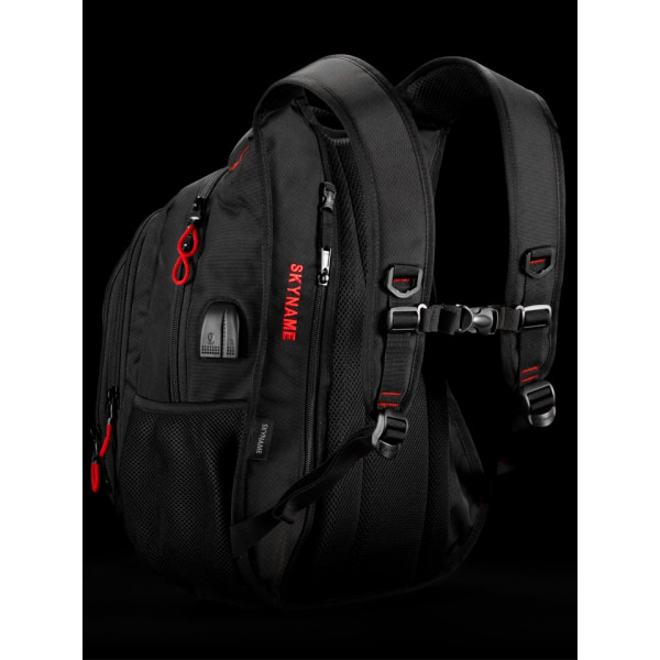 Чорний шкільний рюкзак з USB-слотом для підлітків, водонепроникний, 30 л Чорний шкільний рюкзак з USB-слотом для підлітків, водонепроникний, 30 л