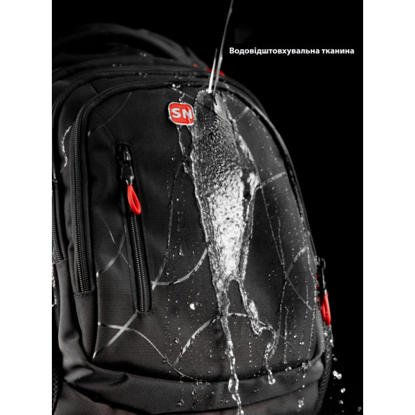 Чорний шкільний рюкзак з USB-слотом для підлітків, водонепроникний, 30 л Чорний шкільний рюкзак з USB-слотом для підлітків, водонепроникний, 30 л