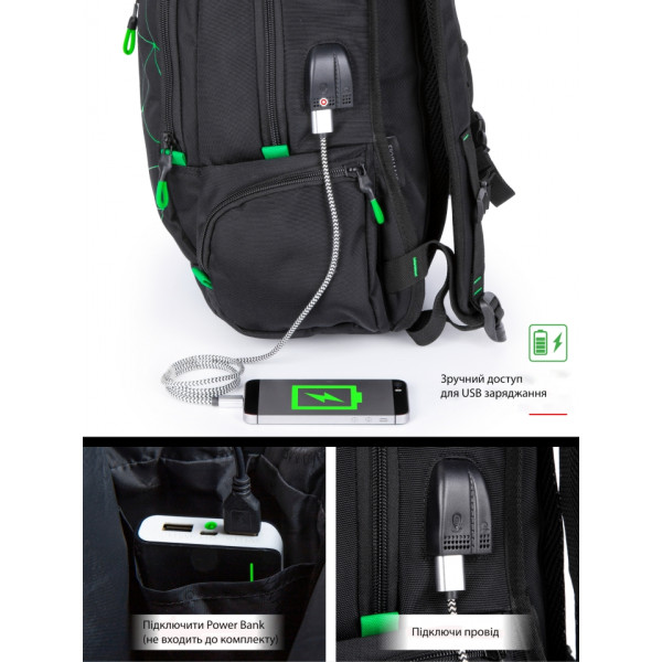 Шкільний рюкзак з USB-слотом для підлітків, зручний та місткий, на 2 відділення Шкільний рюкзак з USB-слотом для підлітків, зручний та місткий, на 2 відділення
