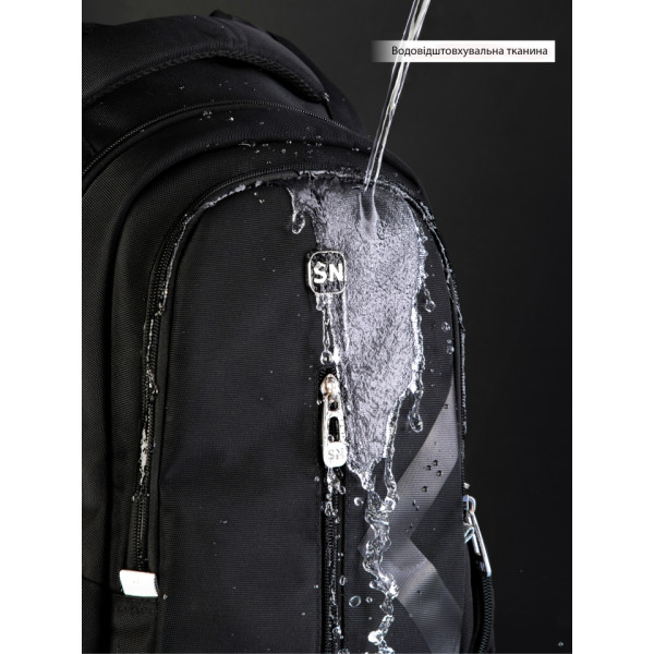 Шкільний рюкзак з USB-слотом для підлітків, зручний та місткий, на 2 відділення, чорний Шкільний рюкзак з USB-слотом для підлітків, зручний та місткий, на 2 відділення, чорний