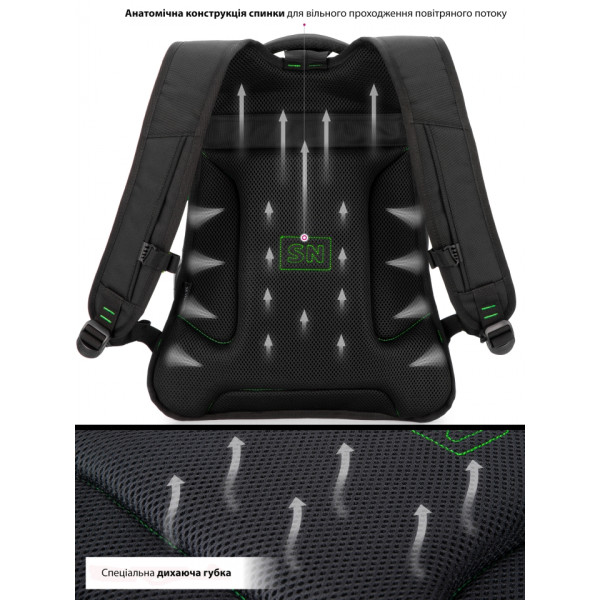 Школьный рюкзак с подростковым USB-слотом, удобный и вместительный, на 2 отделения, черный с красным, 22 л Школьный рюкзак с подростковым USB-слотом, удобный и вместительный, на 2 отделения, черный с красным, 22 л