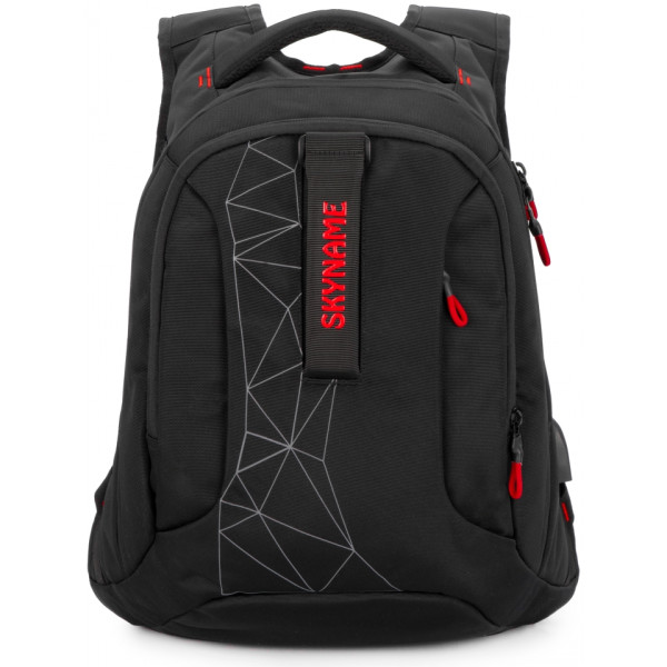Школьный рюкзак с подростковым USB-слотом, удобный и вместительный, на 2 отделения, черный с красным, 22 л Школьный рюкзак с подростковым USB-слотом, удобный и вместительный, на 2 отделения, черный с красным, 22 л