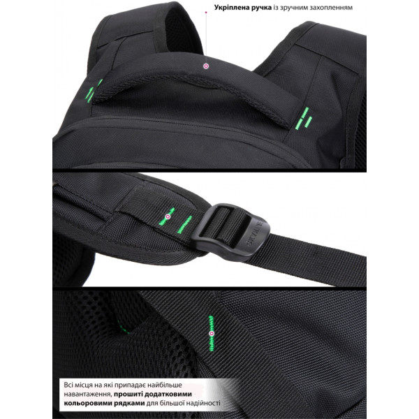 Школьный рюкзак с подростковым USB-слотом, удобный и вместительный, на 2 отделения, черный с красным, 22 л Школьный рюкзак с подростковым USB-слотом, удобный и вместительный, на 2 отделения, черный с красным, 22 л