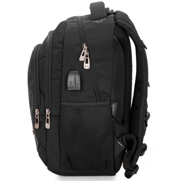 Школьный рюкзак для подростковым с USB-слотом, удобный и вместительный, на 3 отделения, черный, 22 л Школьный рюкзак для подростковым с USB-слотом, удобный и вместительный, на 3 отделения, черный, 22 л