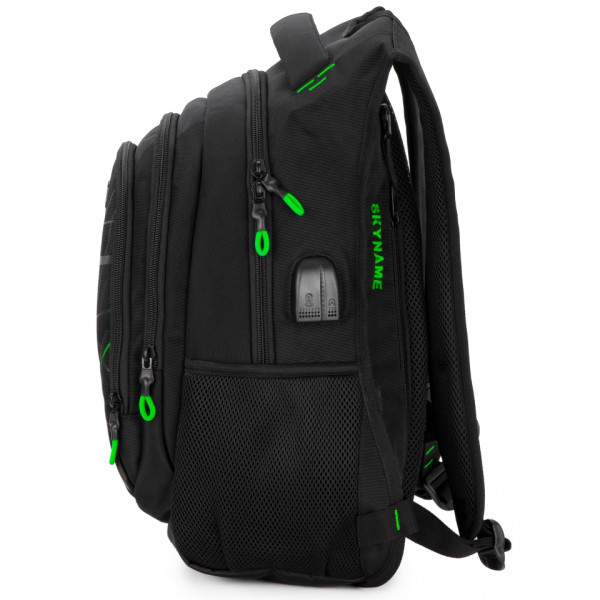 Школьный рюкзак для подростков с USB-слотом, удобный и вместительный, на 3 отделения, черный с оранжевым, 20 л Школьный рюкзак для подростков с USB-слотом, удобный и вместительный, на 3 отделения, черный с оранжевым, 20 л