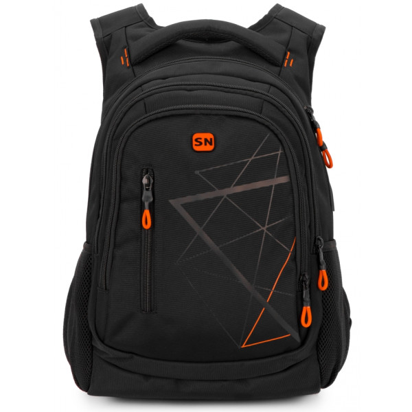 Школьный рюкзак для подростков с USB-слотом, удобный и вместительный, на 3 отделения, черный с оранжевым, 20 л Школьный рюкзак для подростков с USB-слотом, удобный и вместительный, на 3 отделения, черный с оранжевым, 20 л