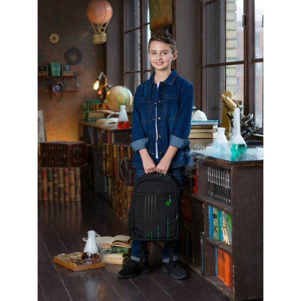 Шкільний рюкзак Sky Name (Winner) для хлопчиків, на 3 відділення, ортопедична спинка, чорний з зеленим Шкільний рюкзак Sky Name (Winner) для хлопчиків, на 3 відділення, ортопедична спинка, чорний з зеленим