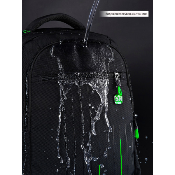 Шкільний рюкзак Sky Name (Winner) для хлопчиків, на 3 відділення, ортопедична спинка, чорний з зеленим Шкільний рюкзак Sky Name (Winner) для хлопчиків, на 3 відділення, ортопедична спинка, чорний з зеленим