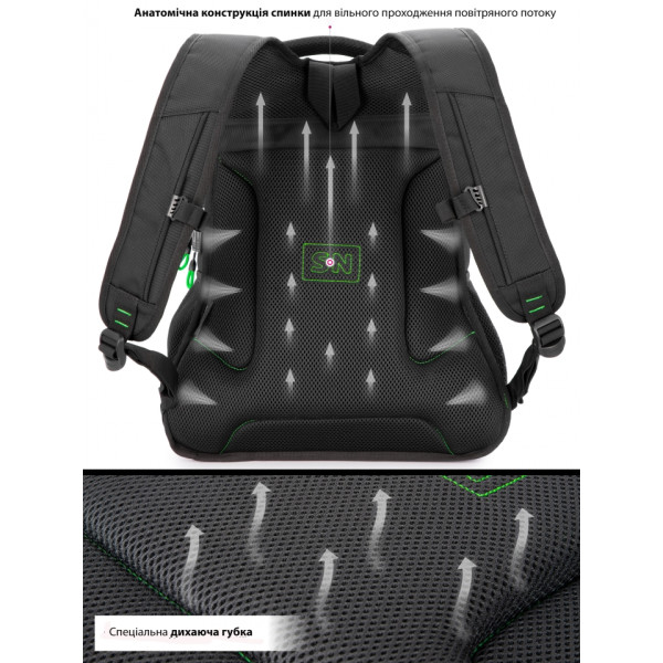 Чорний шкільний рюкзак з USB-слотом для підлітків, водонепроникний, 26 л Чорний шкільний рюкзак з USB-слотом для підлітків, водонепроникний, 26 л