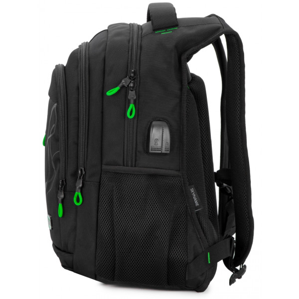 Чорний шкільний рюкзак з USB-слотом для підлітків, водонепроникний, 26 л Чорний шкільний рюкзак з USB-слотом для підлітків, водонепроникний, 26 л